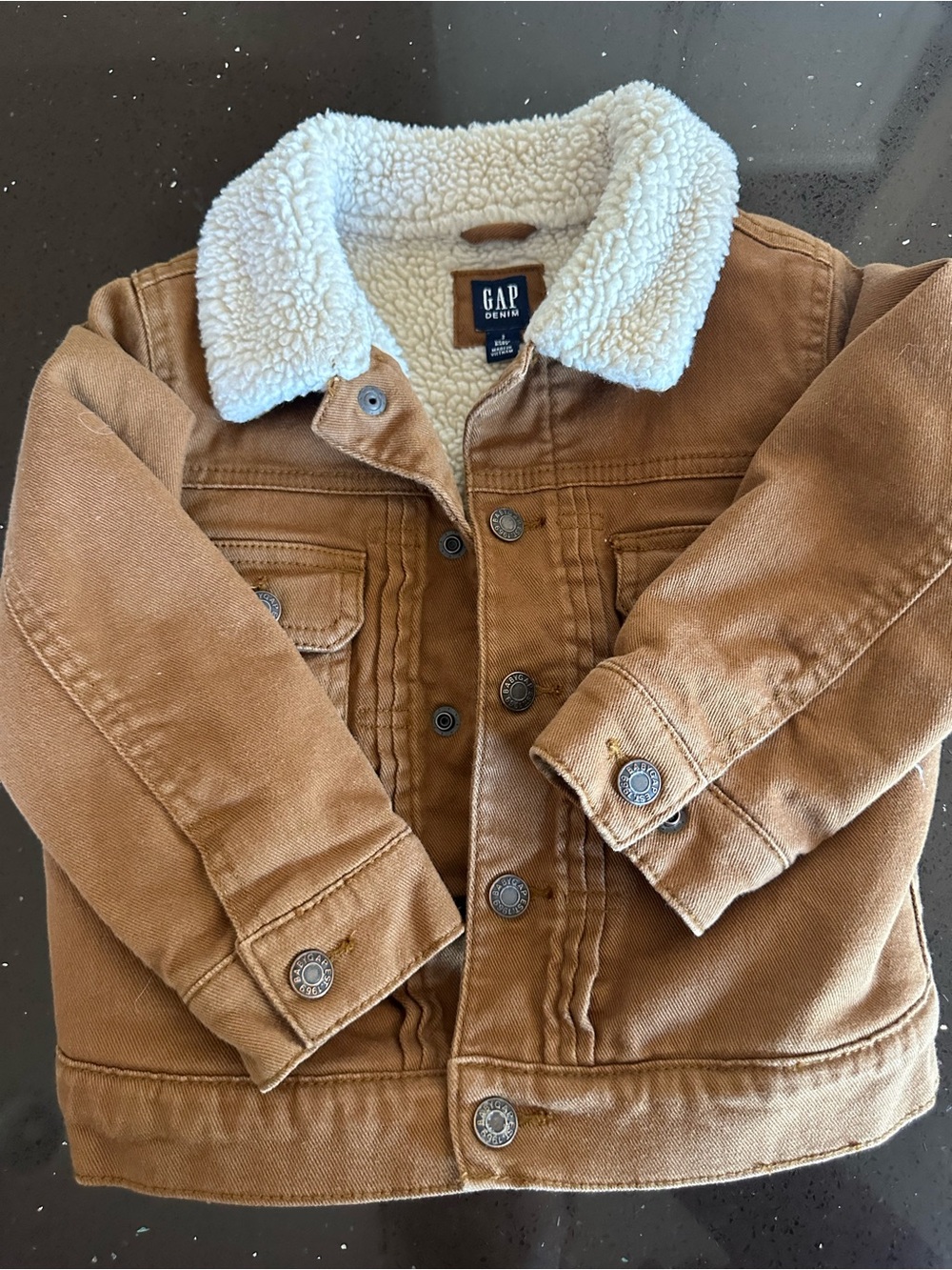 GAP Kids Tan Sherpa-Lined Denim Jacket